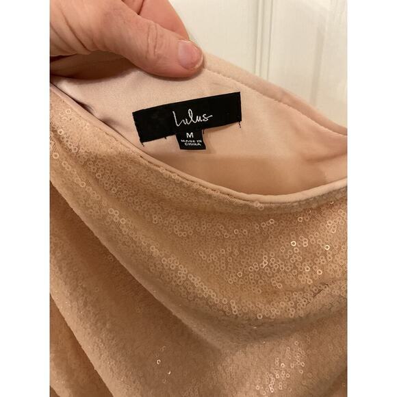 Lulus Deja Vu Pale Pink Sequin One-Shoulder Dress, M - Picture 8 of 10